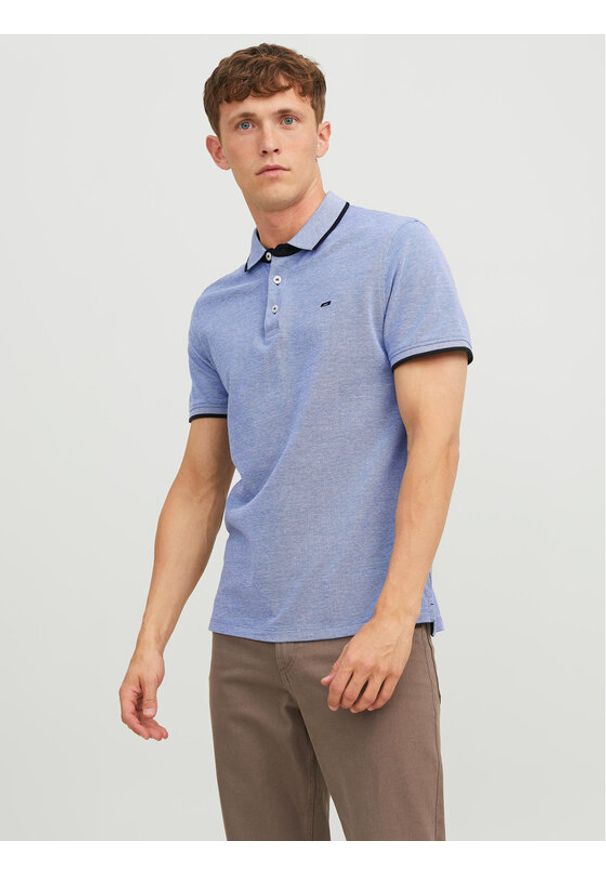 Jack & Jones - Jack&Jones Polo Paulos 12136668 Niebieski Slim Fit. Typ kołnierza: polo. Kolor: niebieski. Materiał: bawełna