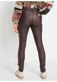 bonprix - Spodnie ze stretchem z mieszanki wiskozy. Kolor: brązowy. Materiał: wiskoza. Styl: elegancki