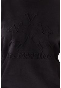 La Martina - LA MARTINA Czarna bluza męska z tłoczonym logo, Rozmiar 3XL. Kolor: czarny. Długość rękawa: długi rękaw #3