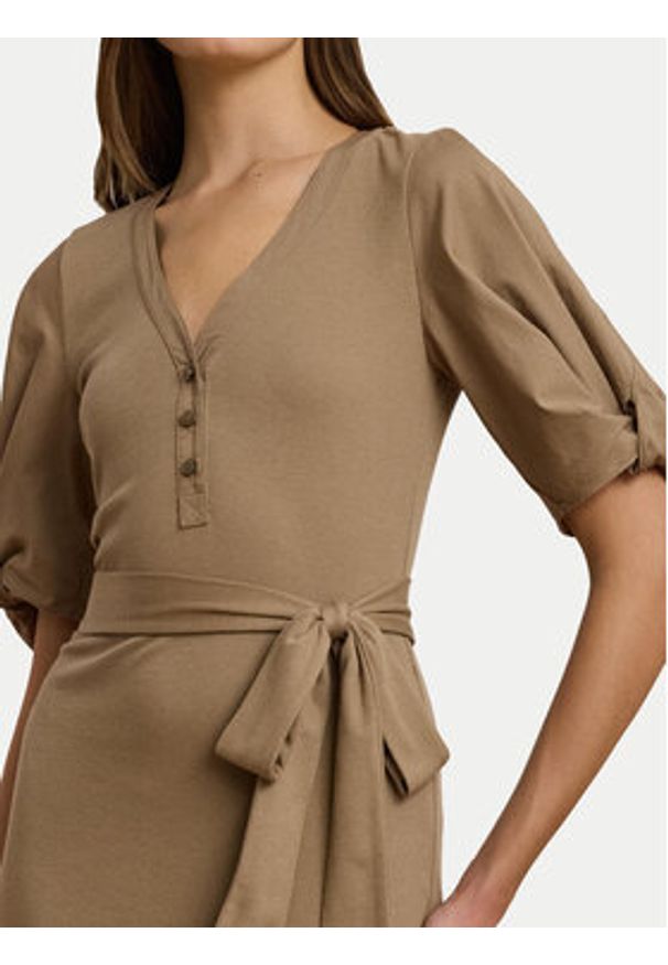 Lauren Ralph Lauren - LAUREN RALPH LAUREN Sukienka codzienna 250964070002 Beżowy Slim Fit. Okazja: na co dzień. Kolor: beżowy. Materiał: bawełna. Typ sukienki: proste. Styl: casual