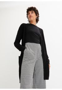 bonprix - Długi sweter bez zapięcia z przędzy boucle. Kolor: czarny. Długość: długie