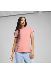 Puma - Damska koszulka prążkowana ESS ELEVATED PUMA Pink Fruit. Kolor: różowy. Materiał: prążkowany. Wzór: haft