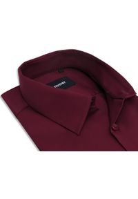 Mmer / Villaro - Koszule męskie - Bordowa gładka koszula męska 010G. Kolor: czerwony. Materiał: bawełna, elastan, tkanina. Długość: długie. Wzór: gładki. Styl: elegancki #1