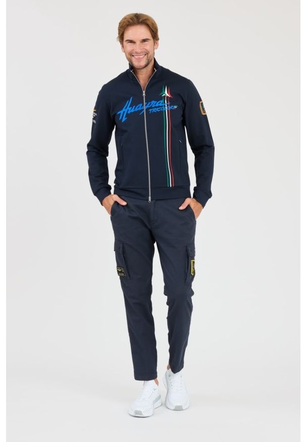Aeronautica Militare - AERONAUTICA MILLITARE Granatowa bluza rozpinana SWEATSHIRT. Kolor: niebieski