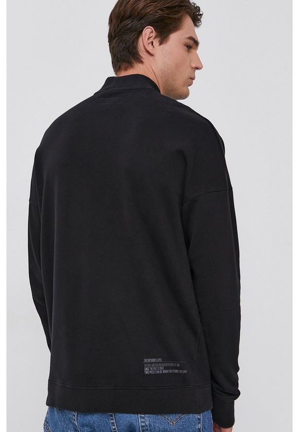Drykorn - Bluza bawełniana Fabian. Kolor: czarny. Materiał: bawełna. Wzór: gładki