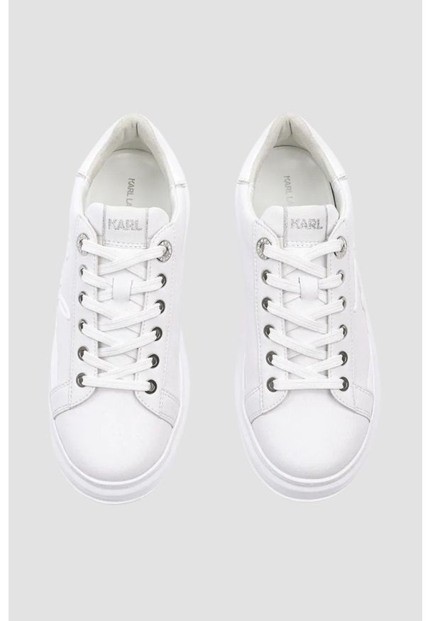 Karl Lagerfeld - KARL LAGERFELD Białe damskie sneakersy KAPRI Karl Signia, Rozmiar 38. Kolor: biały. Wzór: napisy