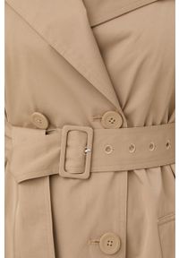 TwinSet - Twinset płaszcz damski kolor beżowy przejściowy dwurzędowy. Kolor: beżowy. Długość rękawa: raglanowy rękaw. Styl: klasyczny