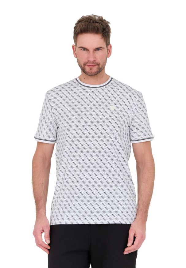 Guess - GUESS Biały męski t-shirt Marshall, Rozmiar XL. Kolor: biały