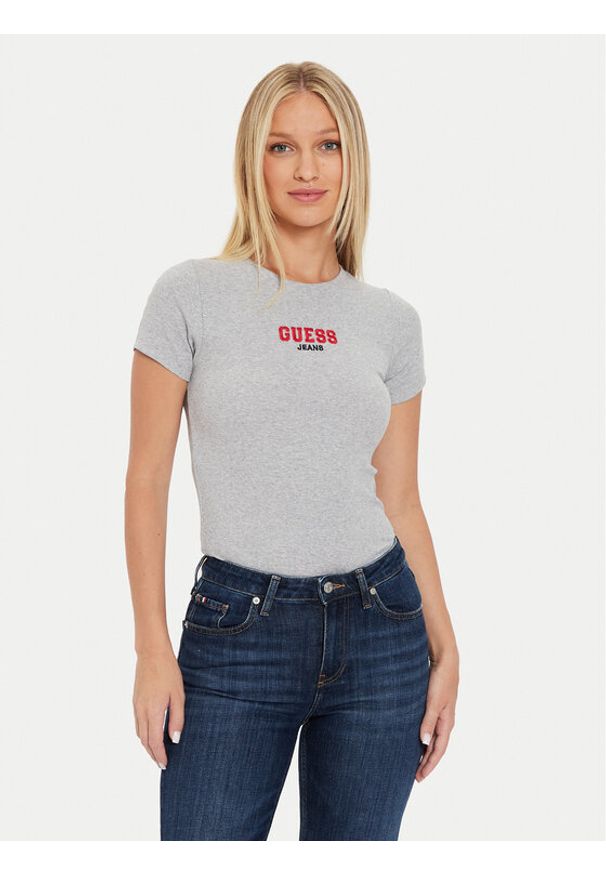 Guess T-Shirt W4YI64 KA0H1 Szary Slim Fit. Kolor: szary. Materiał: bawełna