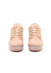 Renee - Różowe Sneakersy Ineffable Catkin. Kolor: różowy. Materiał: zamsz. Obcas: na platformie #2