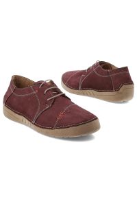 Bordowe Półbuty Artiker Modne Obuwie Damskie. Okazja: na co dzień. Kolor: czerwony. Materiał: skóra, jeans. Styl: casual, klasyczny #5
