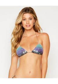BEACH BUNNY - Top od bikini Ariel. Kolor: niebieski. Materiał: poliamid, materiał. Wzór: aplikacja