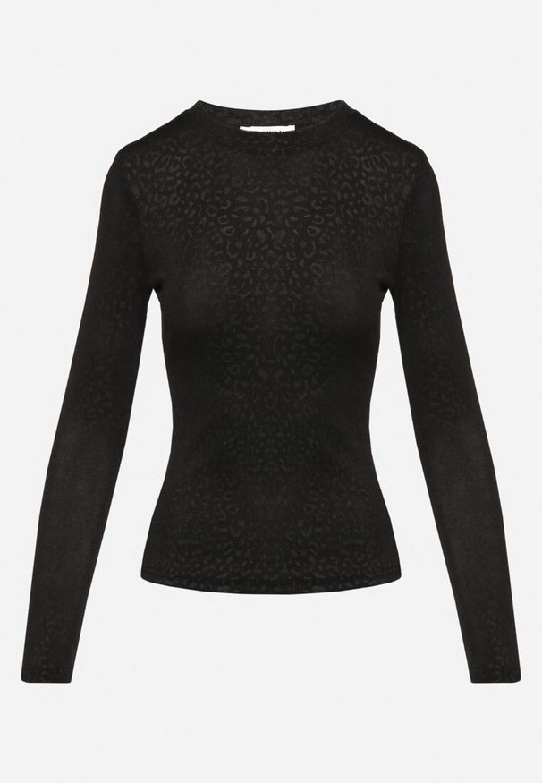 Born2be - Czarna Bluzka z Wiskozą w Panterkowy Wzór Danelis. Okazja: na co dzień. Kolor: czarny. Materiał: wiskoza. Styl: klasyczny, elegancki, casual