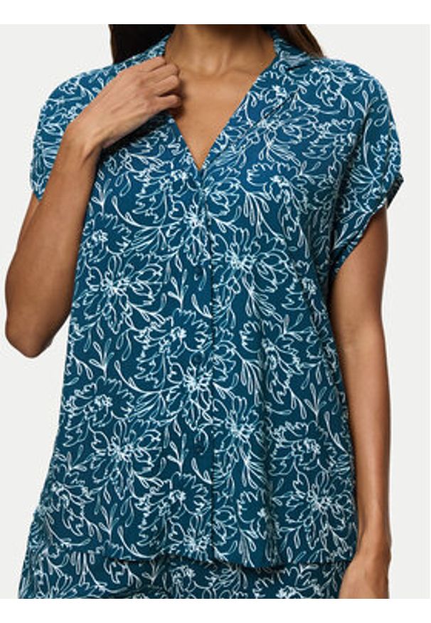 Triumph Piżama Boyfriend 10222611 Niebieski Relaxed Fit. Kolor: niebieski. Materiał: wiskoza