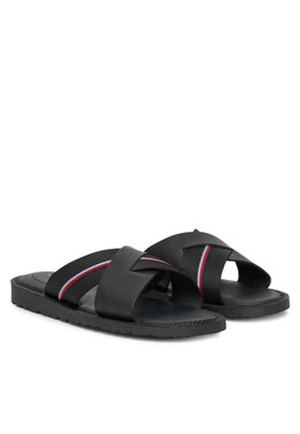TOMMY HILFIGER - Tommy Hilfiger Klapki FM0FM05415 Czarny. Kolor: czarny. Materiał: skóra