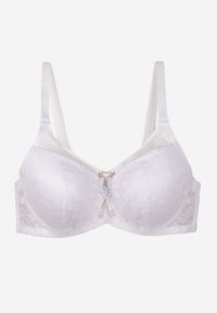 Renee - Biały Biustonosz z Koronki z Sercem z Cyrkonii Adrievianna. Kolor: biały. Materiał: koronka. Wzór: koronka #7