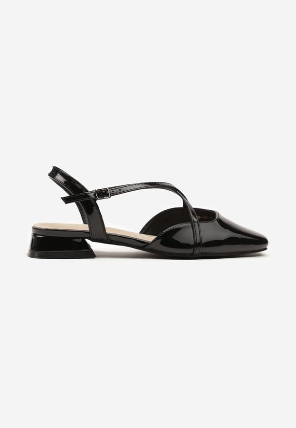 Renee - Czarne Sandały Lakierowane Vices z Wkładką ze Skóry Naturalnej Edimaris. Okazja: na co dzień. Zapięcie: pasek. Kolor: czarny. Materiał: lakier, skóra. Styl: casual, klasyczny, elegancki