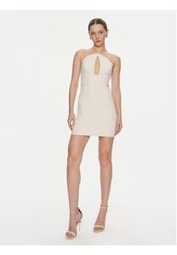 Elisabetta Franchi Sukienka koktajlowa AB-514-41E2-V300 Beżowy Slim Fit. Kolor: beżowy. Materiał: syntetyk. Styl: wizytowy #5