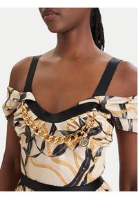 Elisabetta Franchi Sukienka koktajlowa AB-910-61E2-V590 Beżowy Regular Fit. Kolor: beżowy. Materiał: bawełna. Styl: wizytowy #4