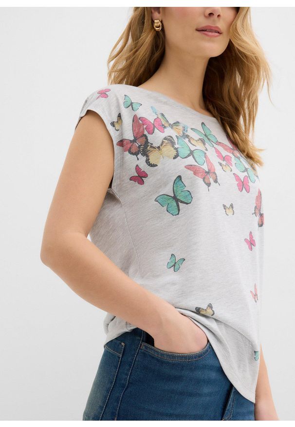 bonprix - T-shirt z miękkiej mieszanki wiskozy. Kolor: szary. Materiał: wiskoza
