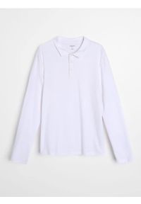 Sinsay - Bawełniana koszulka polo - biały. Typ kołnierza: polo. Kolor: biały. Materiał: bawełna