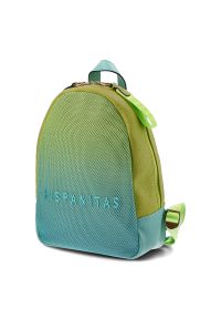 Zielony Stylowy Plecak Damski Hispanitas. Kolor: niebieski. Materiał: skóra ekologiczna, materiał. Wzór: paski. Styl: elegancki #2