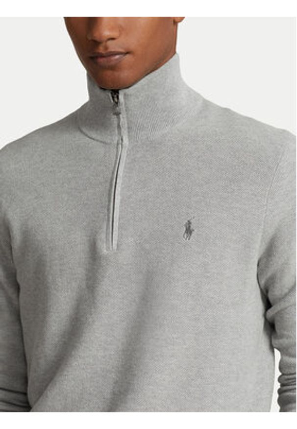 Polo Ralph Lauren Sweter 710932304002 Szary Regular Fit. Typ kołnierza: polo. Kolor: szary. Materiał: bawełna