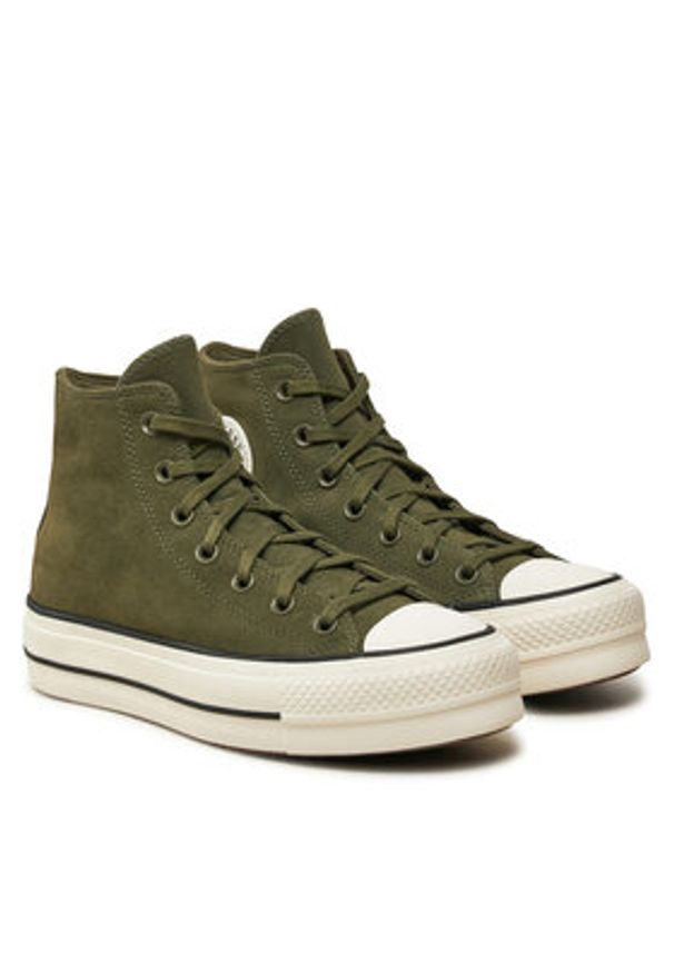 Converse Trampki Chuck Taylor All Star Lift Platform Hi A11144C Zielony. Kolor: zielony. Materiał: skóra, zamsz. Obcas: na platformie