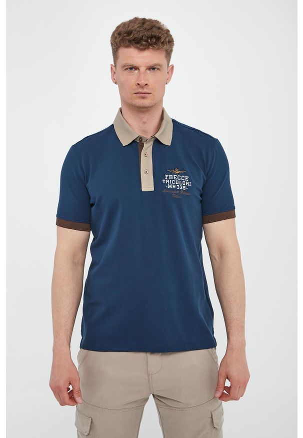 Aeronautica Militare - Polo męskie z haftem AERONAUTICA MILITARE. Typ kołnierza: polo. Wzór: haft