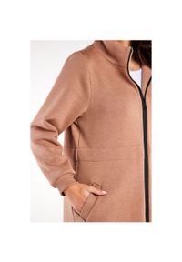 Infinite You - Długa bluza z kołnierzem zapinana na zamek beż. Okazja: na co dzień. Kolor: beżowy. Materiał: bawełna. Długość: długie. Styl: casual #2