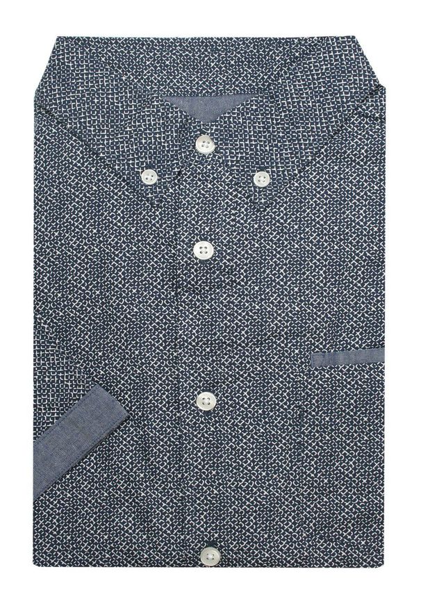 Pako Jeans - Koszula Męska, Granatowa Bawełniana, Casualowa, Krótki Rękaw, z Kieszonką -PAKO JEANS. Okazja: na co dzień. Kolor: niebieski. Materiał: bawełna. Długość rękawa: krótki rękaw. Długość: krótkie. Styl: casual