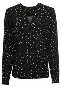 Bluzka w kropki bonprix czarny w kropki. Kolor: czarny. Długość: długie. Wzór: kropki. Styl: elegancki #1