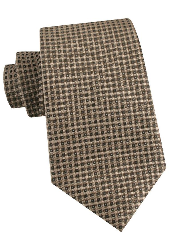 Męski Krawat - Beżowy w Drobny Wzór - Alties. Kolor: beżowy, wielokolorowy, brązowy. Materiał: tkanina. Styl: elegancki, wizytowy