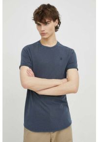 G-Star RAW - G-Star Raw t-shirt bawełniany kolor granatowy. Kolor: niebieski. Materiał: bawełna. Wzór: gładki