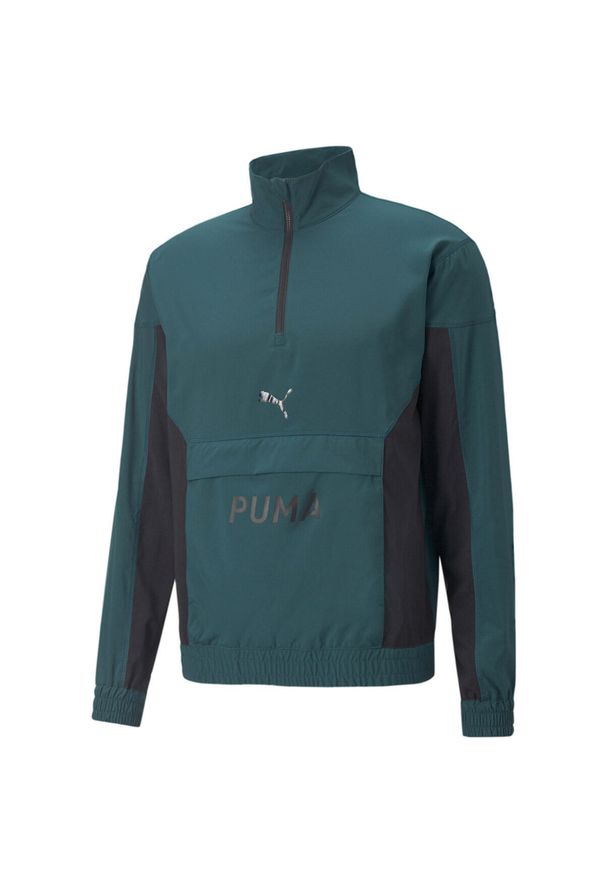 Puma - Kurtka treningowa męska PUMA FIT Woven 1/2 ZIP. Kolor: zielony