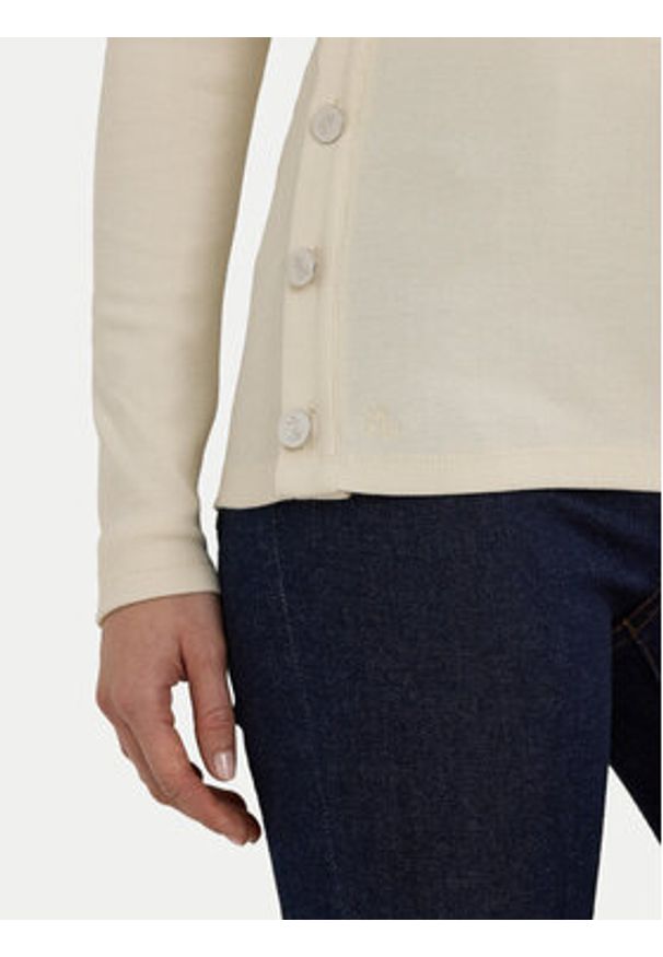 Lauren Ralph Lauren Sweter 200940514001 Écru Regular Fit. Kolor: kremowy. Materiał: bawełna