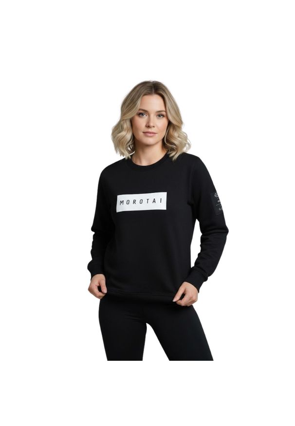 MOROTAI - Bluza treningowa damska Morotai Naka Large Bloc Logo. Kolor: czarny. Materiał: poliester, bawełna. Sport: fitness