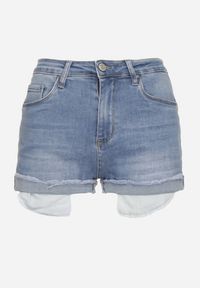 Born2be - Niebieskie Jeansowe Szorty z Wysokim Stanem o Asymetrycznym Wykończeniu z Efektem Push-Up Afisea. Okazja: na co dzień. Stan: podwyższony. Kolor: niebieski. Materiał: jeans. Styl: casual #3