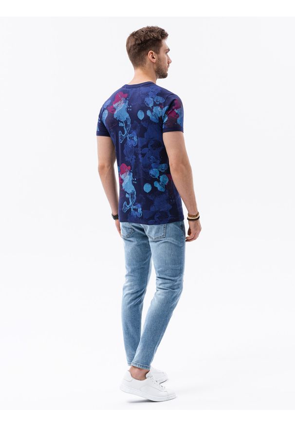 Niebieski t-shirt Ombre Clothing z nadrukiem