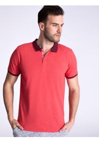 Volcano - klasyczna koszulka polo T-SORN. Okazja: na co dzień. Typ kołnierza: polo. Kolor: czerwony. Materiał: tkanina, materiał, bawełna. Wzór: melanż, gładki, paski. Sezon: wiosna, lato. Styl: klasyczny #1