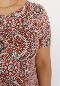 Born2be - Pomarańczowa Sukienka Mini z Wiskozy o Rozkloszowanym Fasonie Boho Aiselle. Kolor: pomarańczowy. Materiał: wiskoza. Wzór: kolorowy. Sezon: lato. Styl: boho. Długość: mini #5