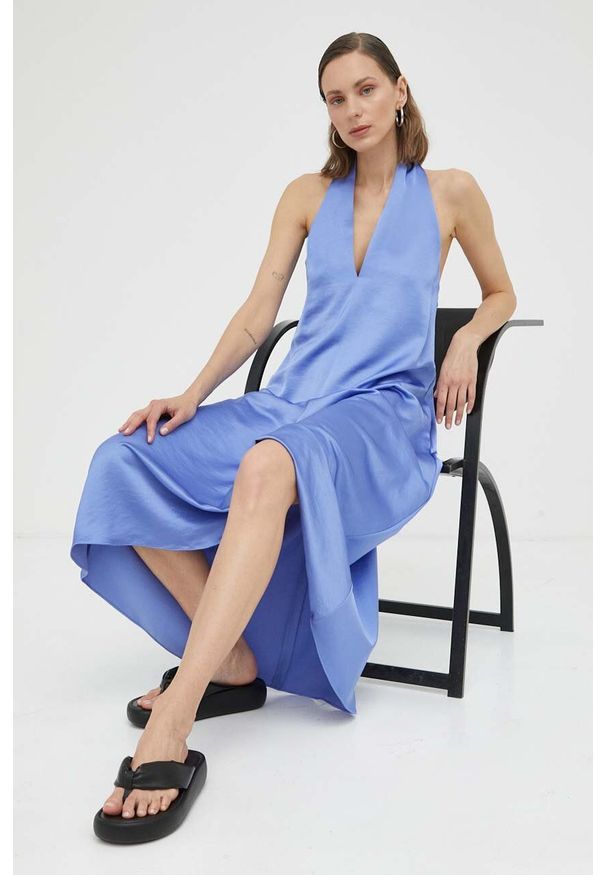 Samsoe & Samsoe - Samsoe Samsoe sukienka kolor fioletowy mini rozkloszowana. Kolor: fioletowy. Materiał: tkanina, materiał, wiskoza. Typ sukienki: rozkloszowane. Długość: mini