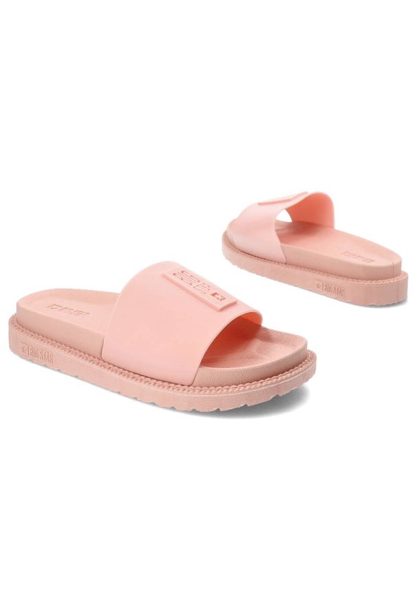Big-Star - Różowe Klapki Big Star Modne Buty Na Lato. Okazja: na plażę, na spacer. Kolor: różowy. Materiał: syntetyk, materiał. Sezon: lato