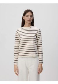 Reserved - Longsleeve z merceryzowanej bawełny - brązowy. Kolor: brązowy. Materiał: bawełna. Długość rękawa: długi rękaw #1