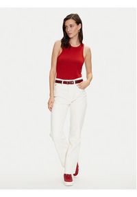 TOMMY HILFIGER - Tommy Hilfiger Top WW0WW38635 Czerwony Slim Fit. Kolor: czerwony. Materiał: wiskoza #5