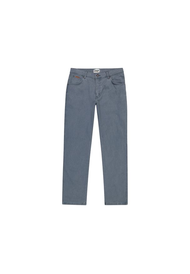 Wrangler - WRANGLER MĘSKIE SPODNIE MATERIAŁOWE TEXAS SLIM GRISAILLE 112356809 W12S017443. Stan: obniżony. Materiał: materiał. Styl: klasyczny