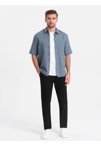 Ombre Clothing - Spodnie męskie chino SLIM FIT - czarne V4 - Rozmiar: L. Kolor: czarny. Materiał: bawełna