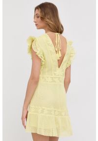 Pinko sukienka kolor żółty midi rozkloszowana. Kolor: żółty. Długość rękawa: na ramiączkach. Wzór: haft. Typ sukienki: rozkloszowane. Długość: midi #5
