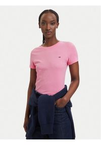 Tommy Jeans T-Shirt DW0DW20459 Różowy jasny Slim Fit. Kolor: różowy. Materiał: bawełna #1
