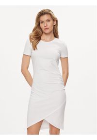 EA7 Emporio Armani Sukienka codzienna 3DTA62 TJ01Z 1100 Biały Slim Fit. Okazja: na co dzień. Kolor: biały. Materiał: bawełna. Typ sukienki: proste. Styl: casual #1